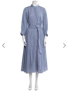 AKRIS Punto Striped Poplin Cotton Midi Dress Size US 4